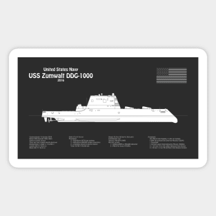 USS Zumwalt DDG-1000 Destroyer ship plans - PBDpng Magnet